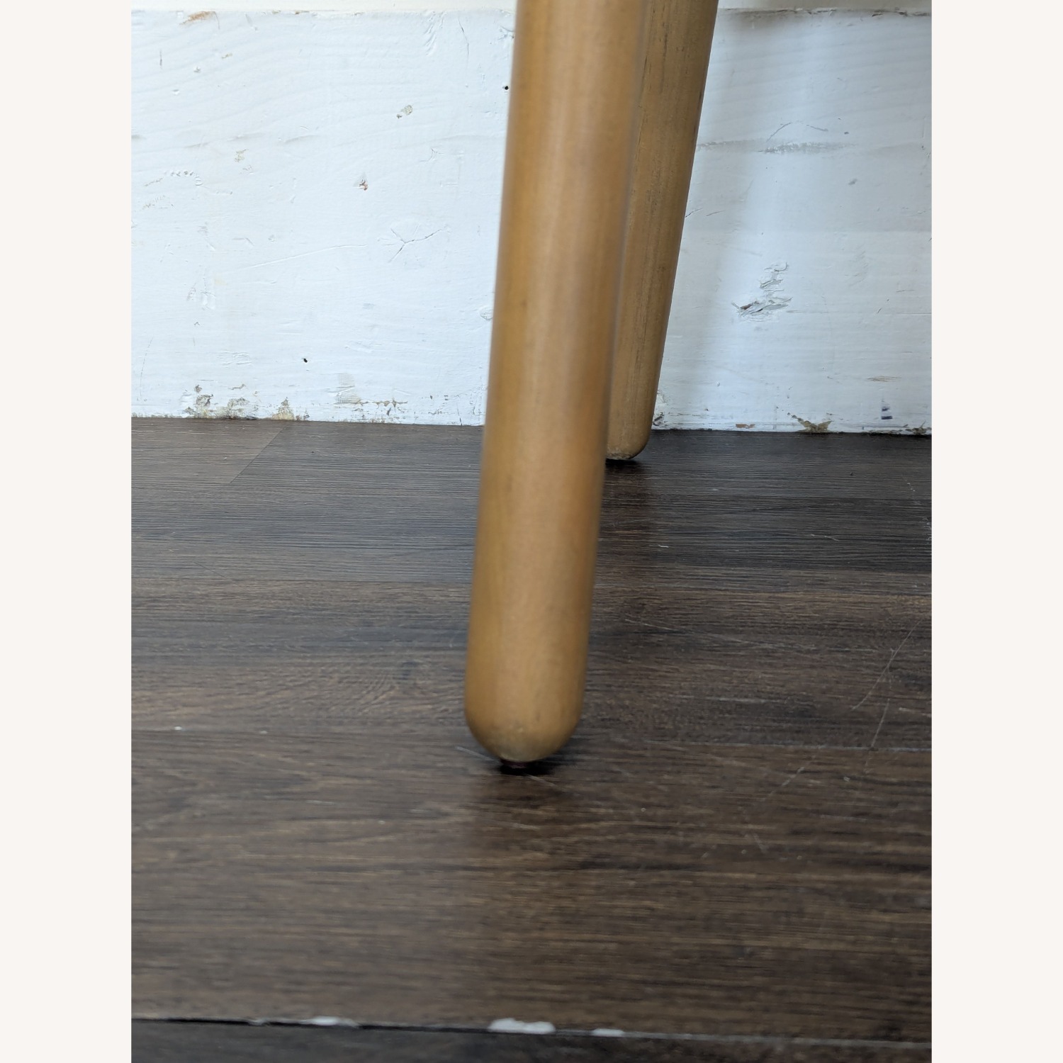 Set of 3 Leather Dining Chairs on Wood Legs - image-1