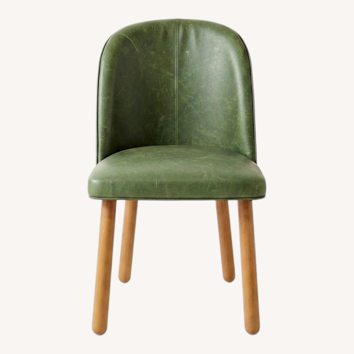 Set of 3 Leather Dining Chairs on Wood Legs - image-0