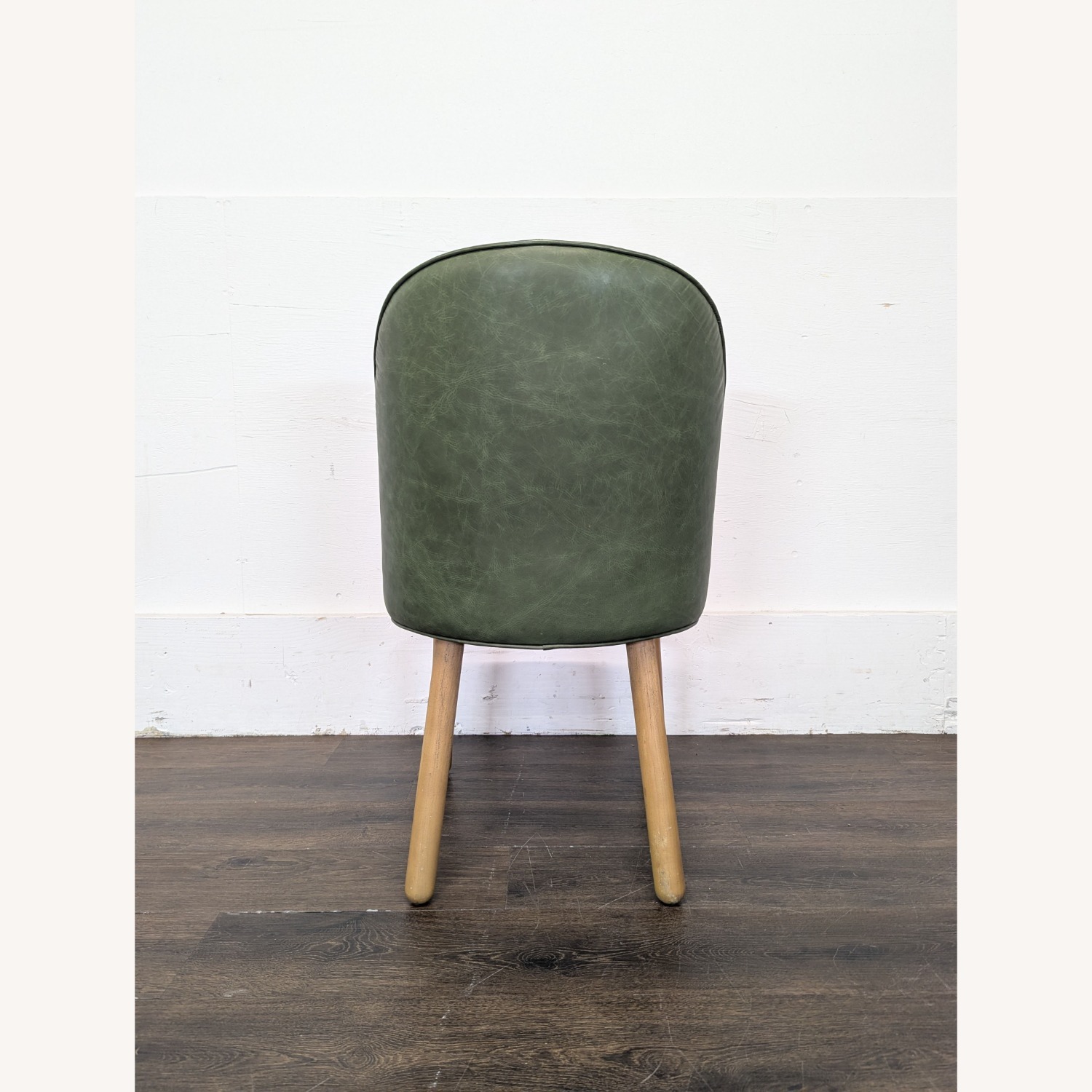 Set of 3 Leather Dining Chairs on Wood Legs - image-6
