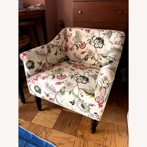 Used World Market Charlotte Natural Fabric Accent Chair for sale on AptDeco