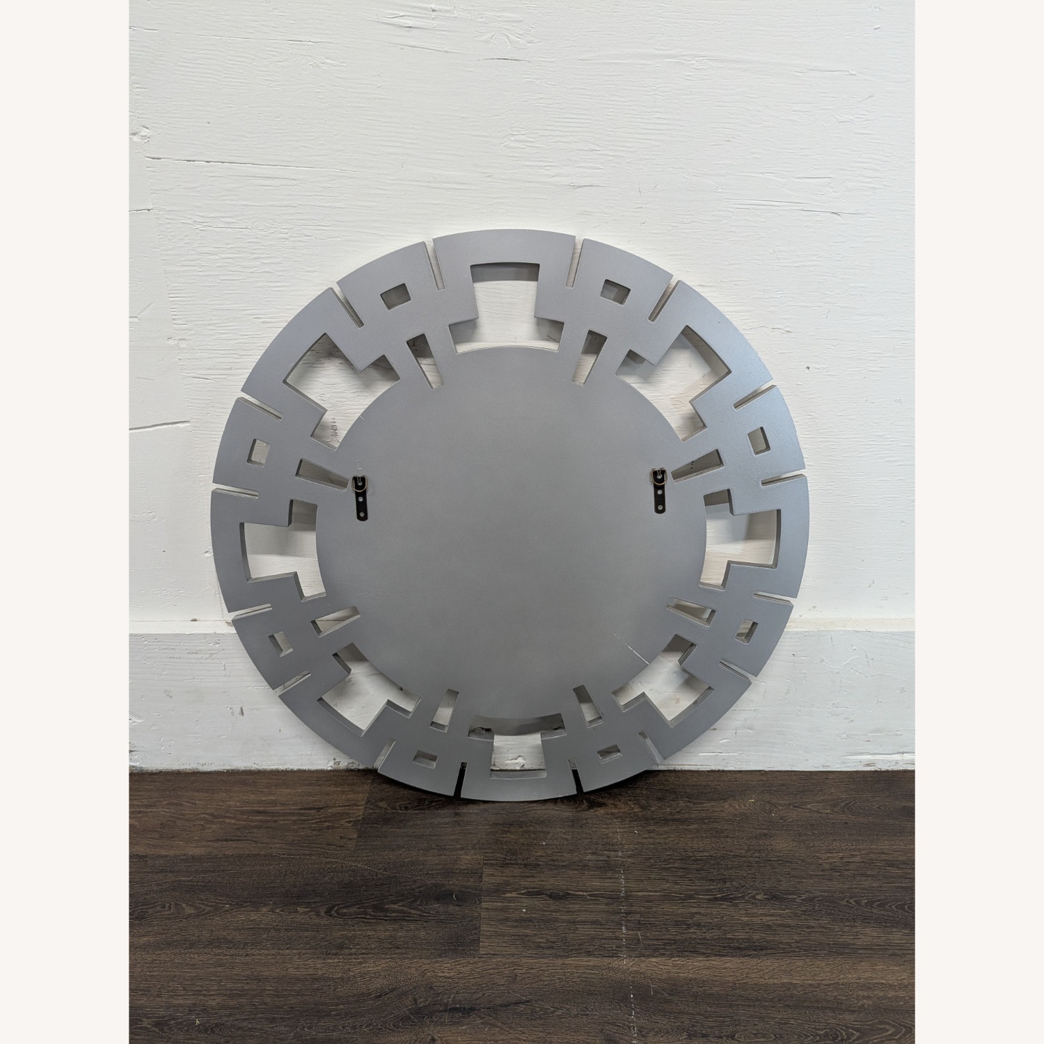 Wood and Beveled Glass Round Mirror	 - image-4