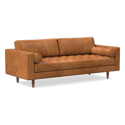 Used West Elm Dennes Leather Sofa 88” for sale on AptDeco