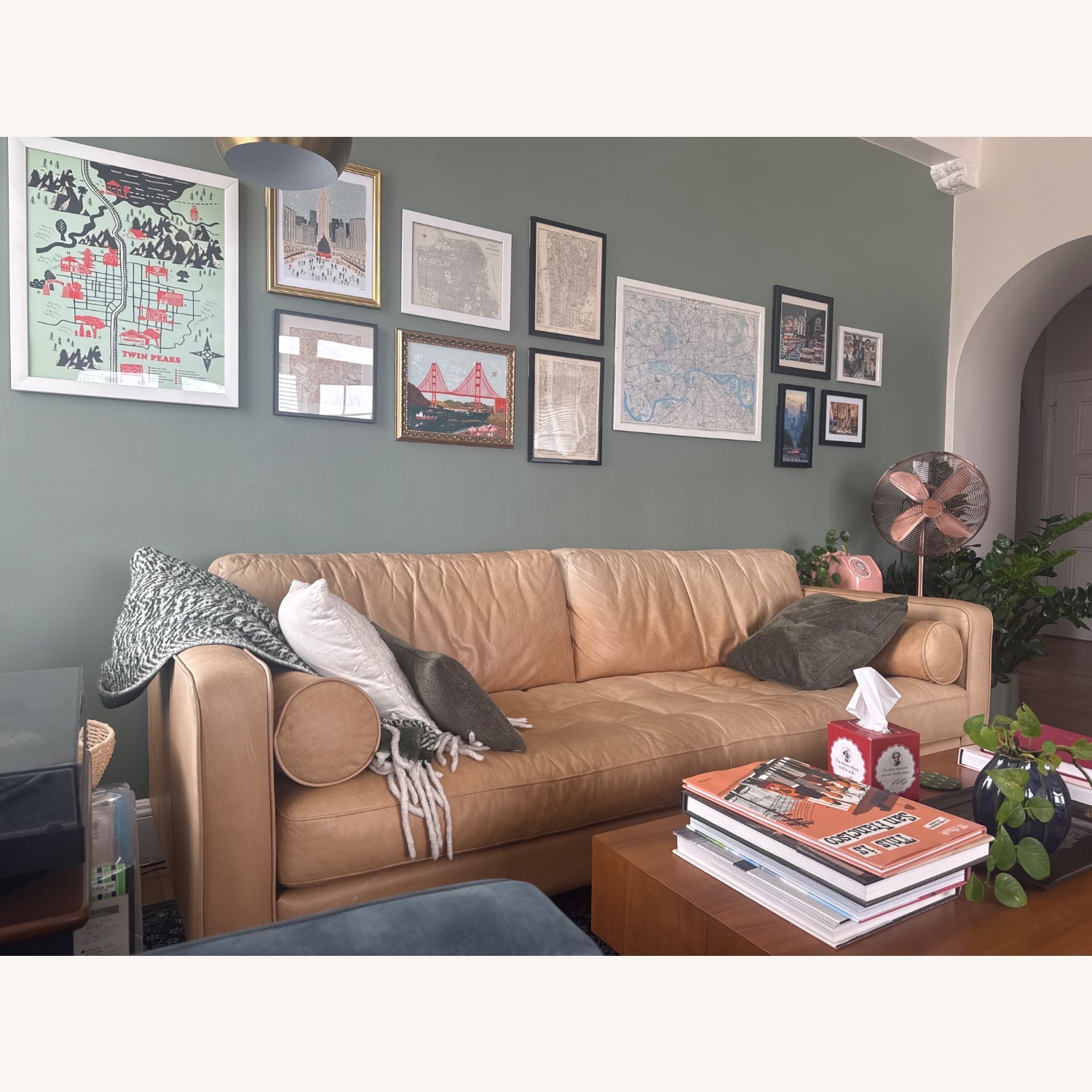West Elm Dennes Leather Sofa 88” - image-2