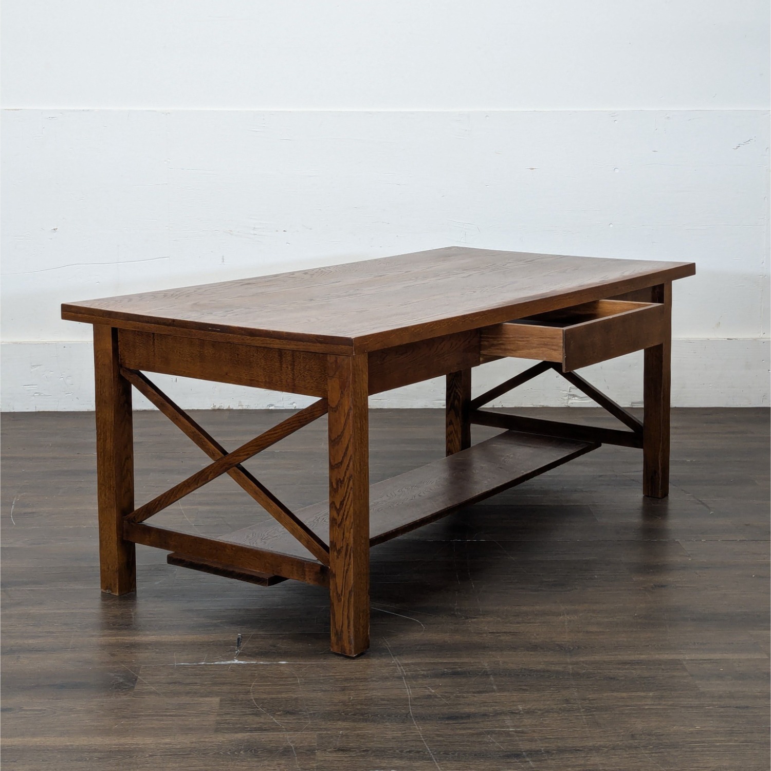 One Drawer Oak Dining Table - image-3