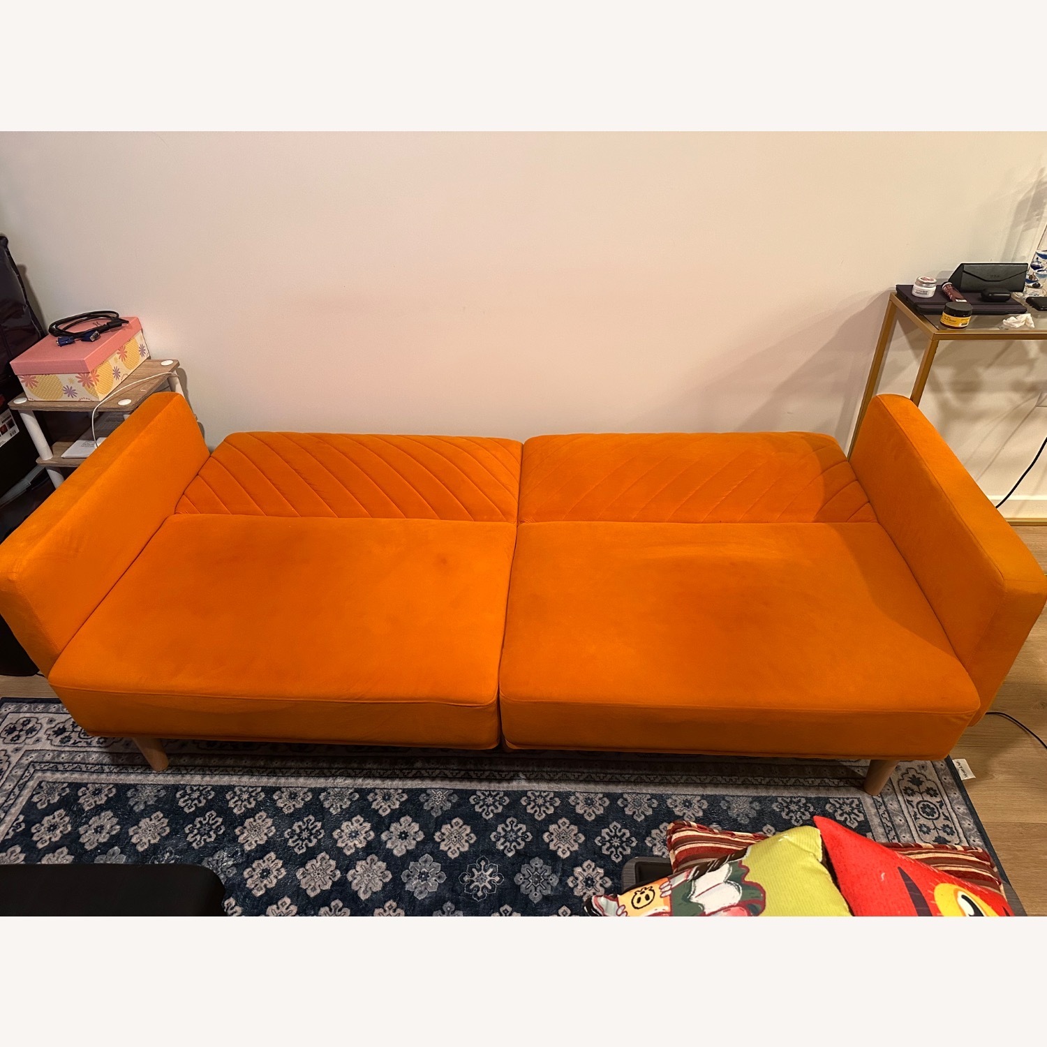 Amazon Orange Suede Futon - image-3