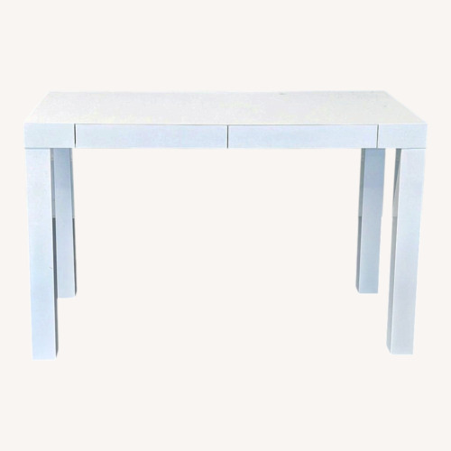 Used West Elm White Minimalist Desk with Two Drawers for sale on AptDeco