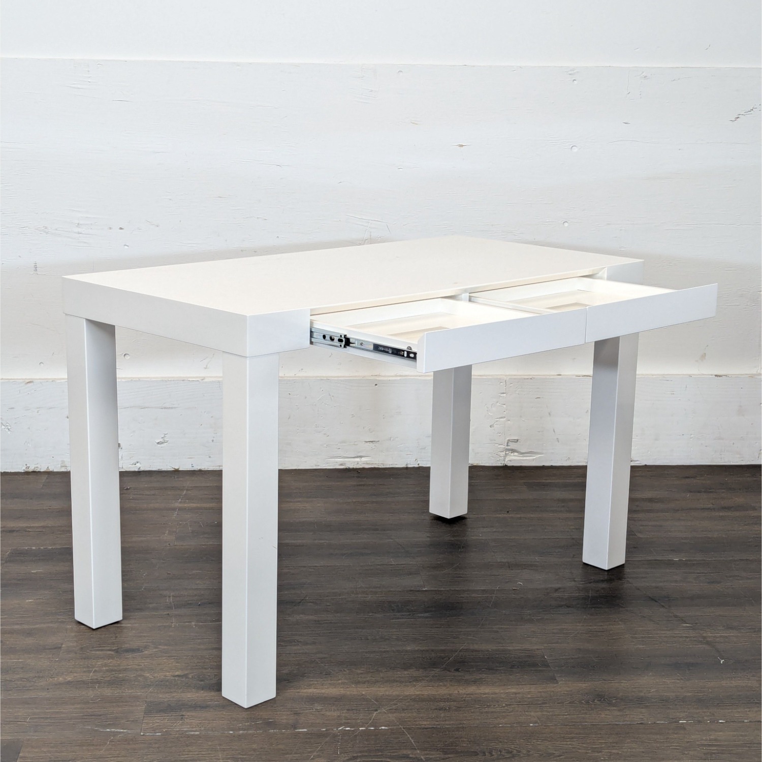 West Elm White Minimalist Desk with Two Drawers - image-3