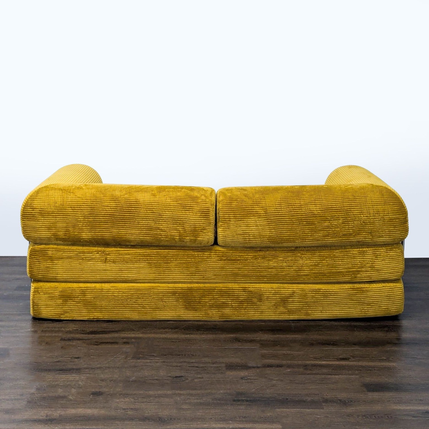 Modern Yellow Corduroy Loveseat with Chrome Frame - image-3