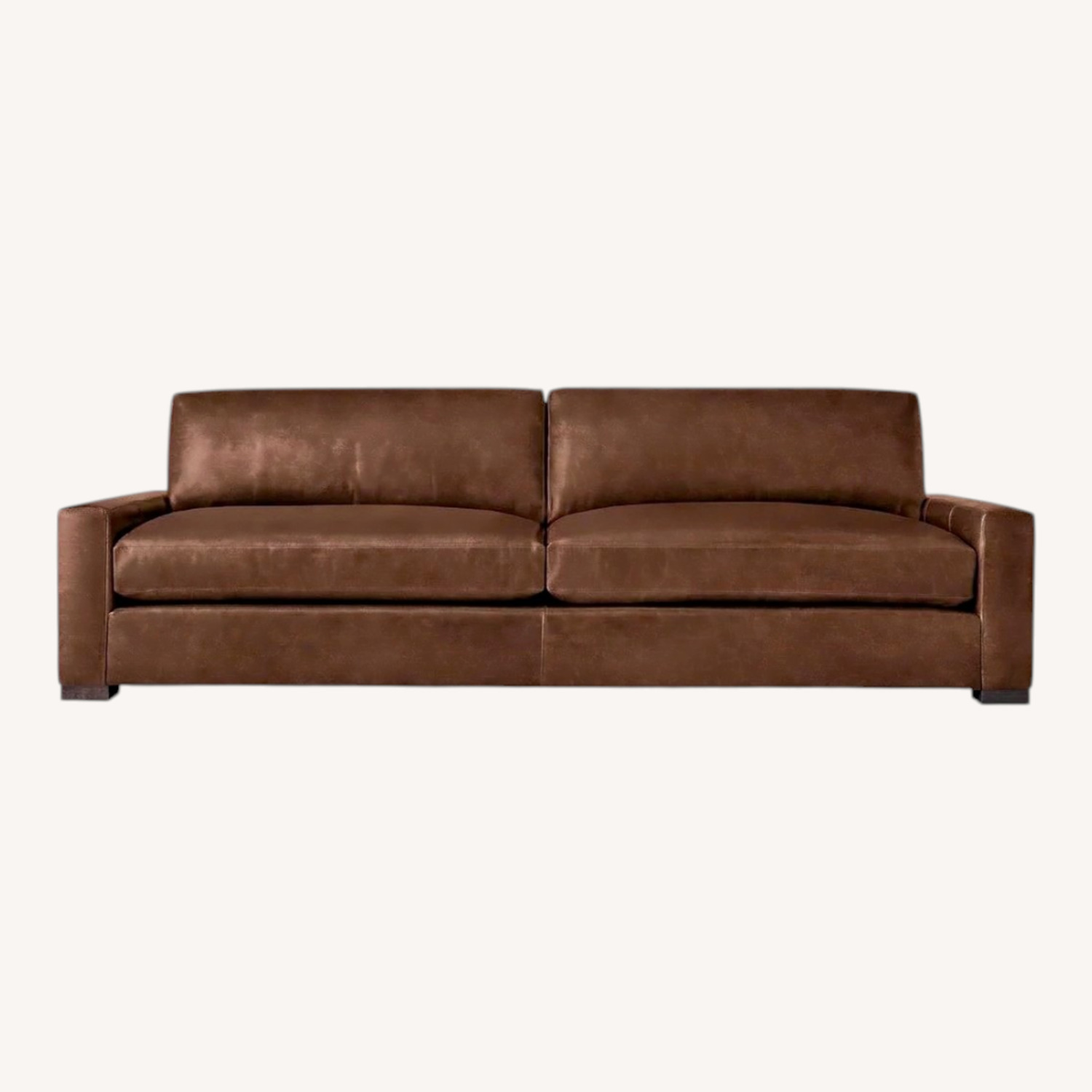 Restoration Hardware Dark Brown Leather 2 Seater Sofa - image-0