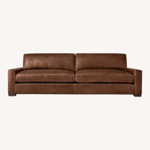 Used Restoration Hardware Dark Brown Leather 2 Seater Sofa for sale on AptDeco