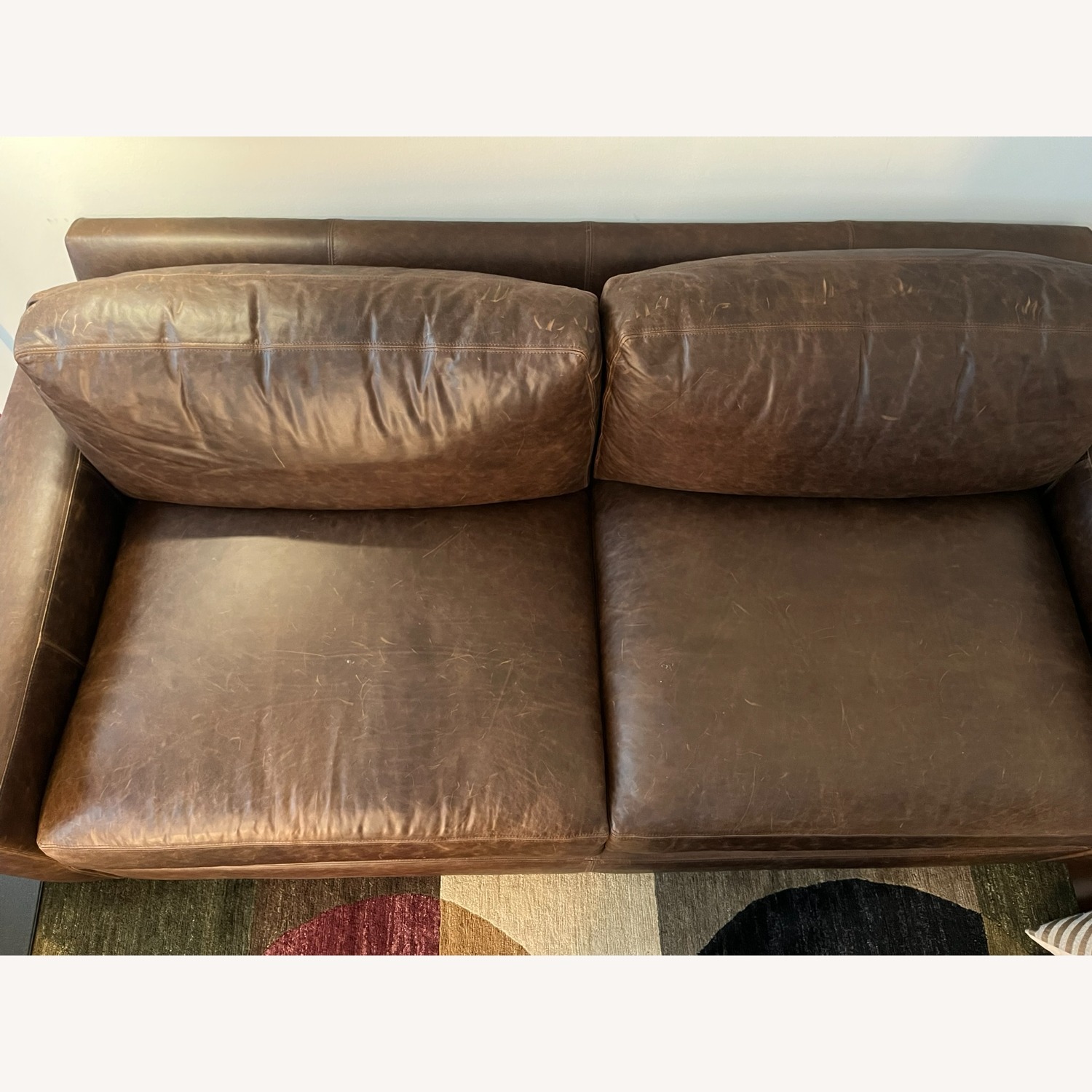 Restoration Hardware Dark Brown Leather 2 Seater Sofa - image-3