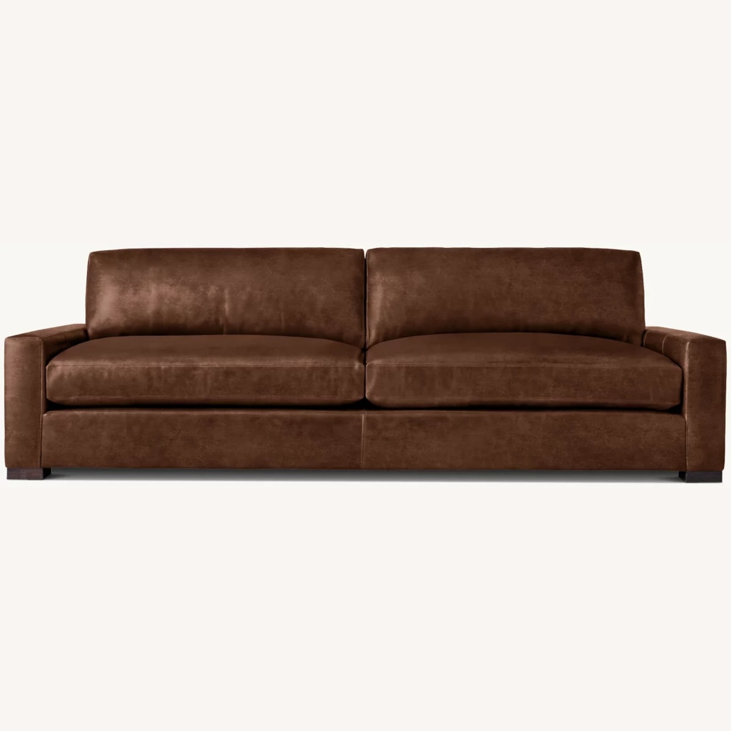 Restoration Hardware Dark Brown Leather 2 Seater Sofa - image-5