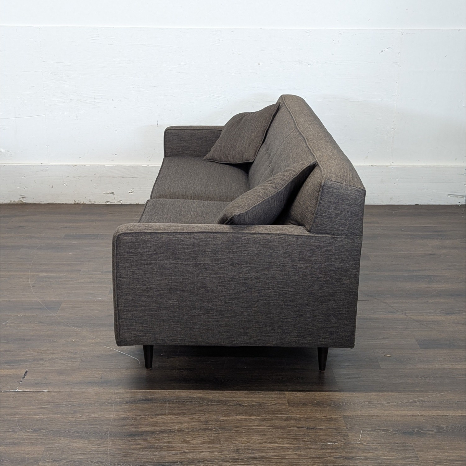 Modern Dark Grey 3-Seat Sofa with Cushions	 - image-2