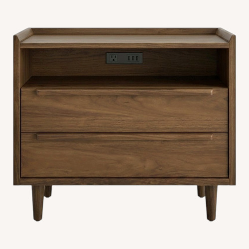 Used Crate & Barrel Tate Mid-Century Modern Two Drawer Nightstand for sale on AptDeco