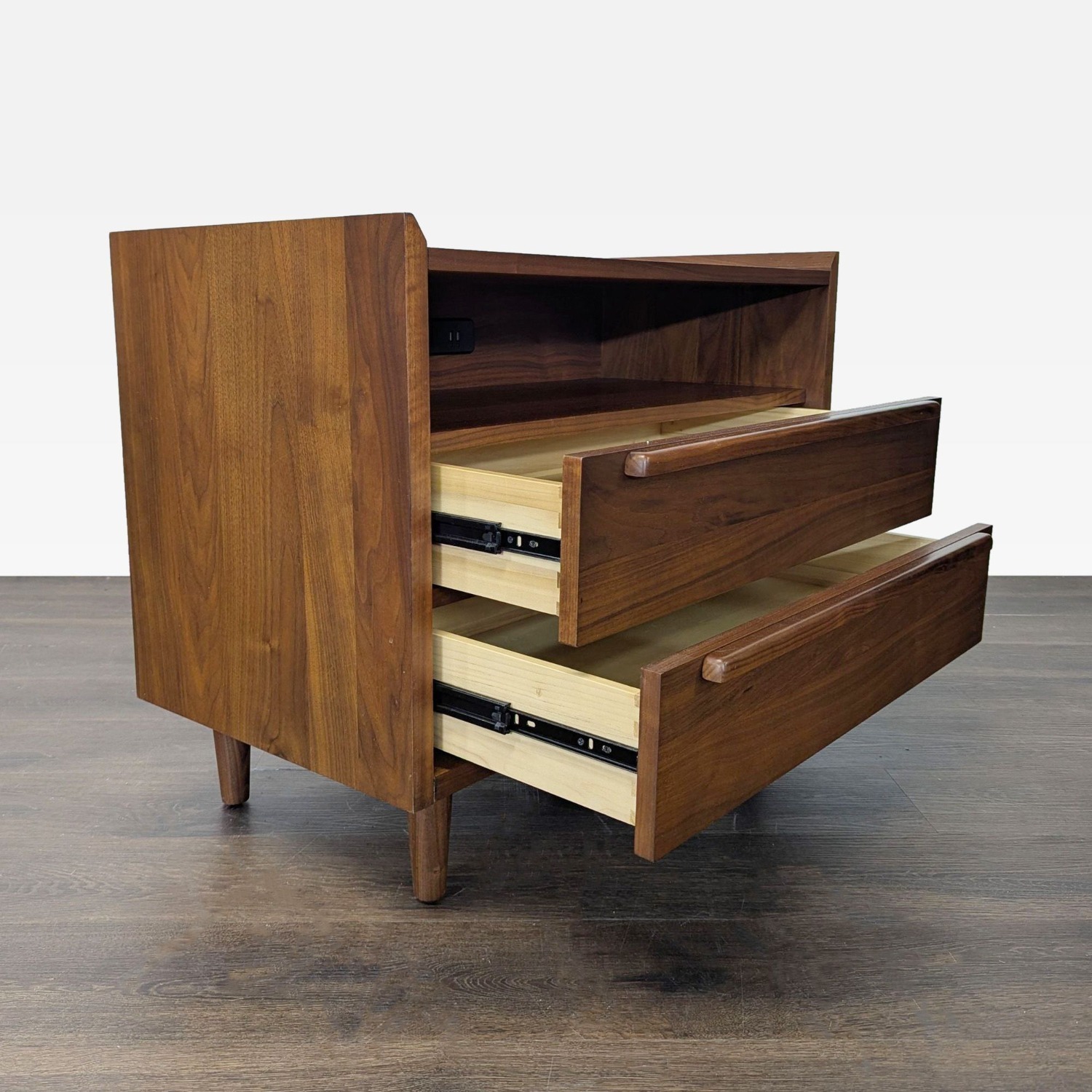 Crate & Barrel Tate Mid-Century Modern Two Drawer Nightstand - image-8