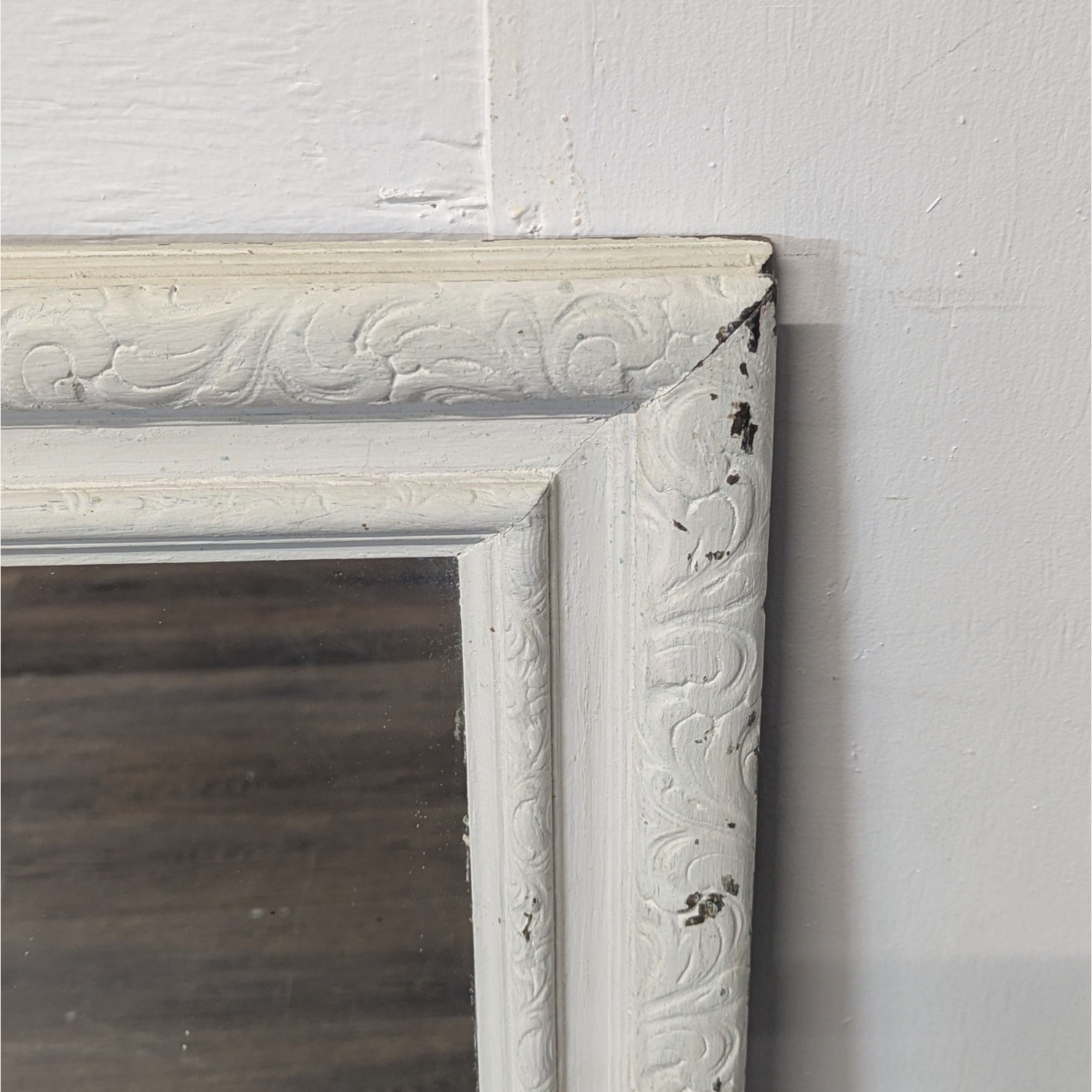 Wood Framed Mirror with Carving	 - image-2