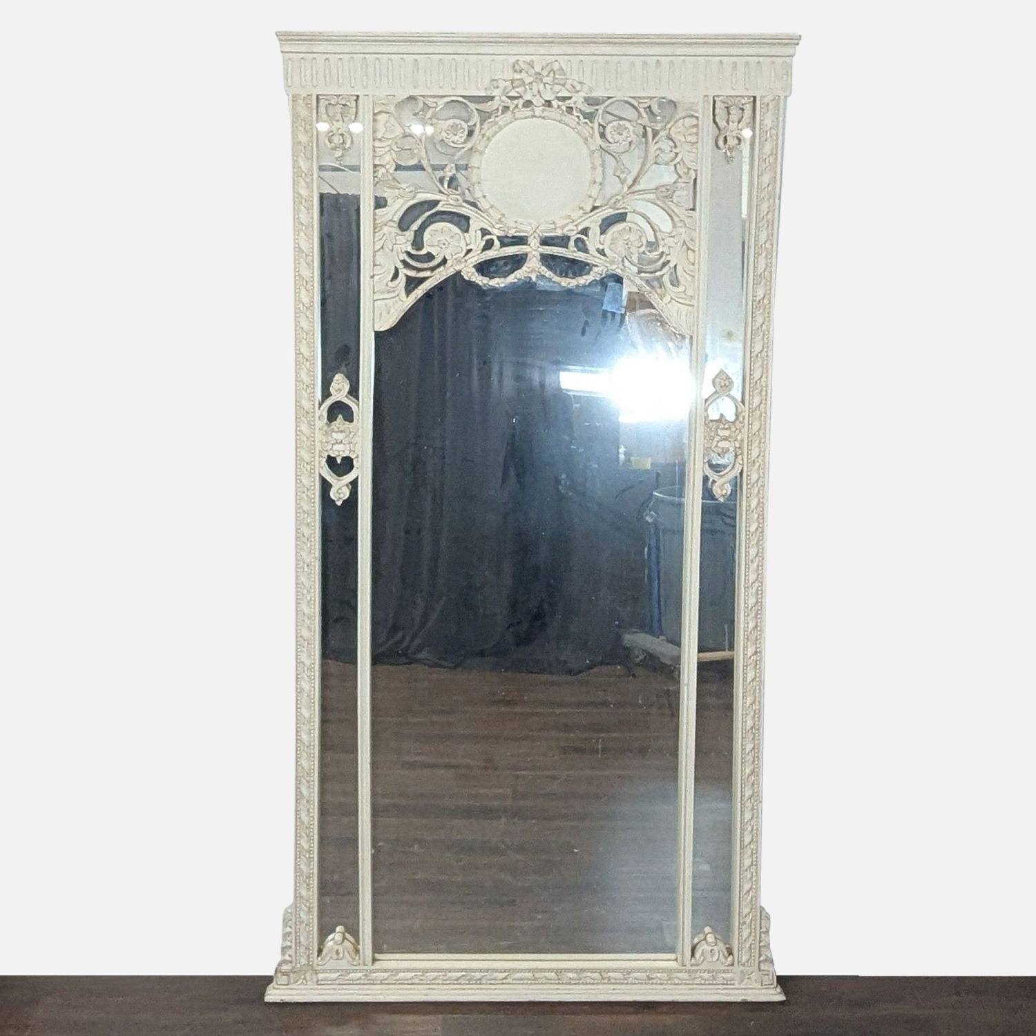 Monumental European Antique Carved Mirror	 - image-4