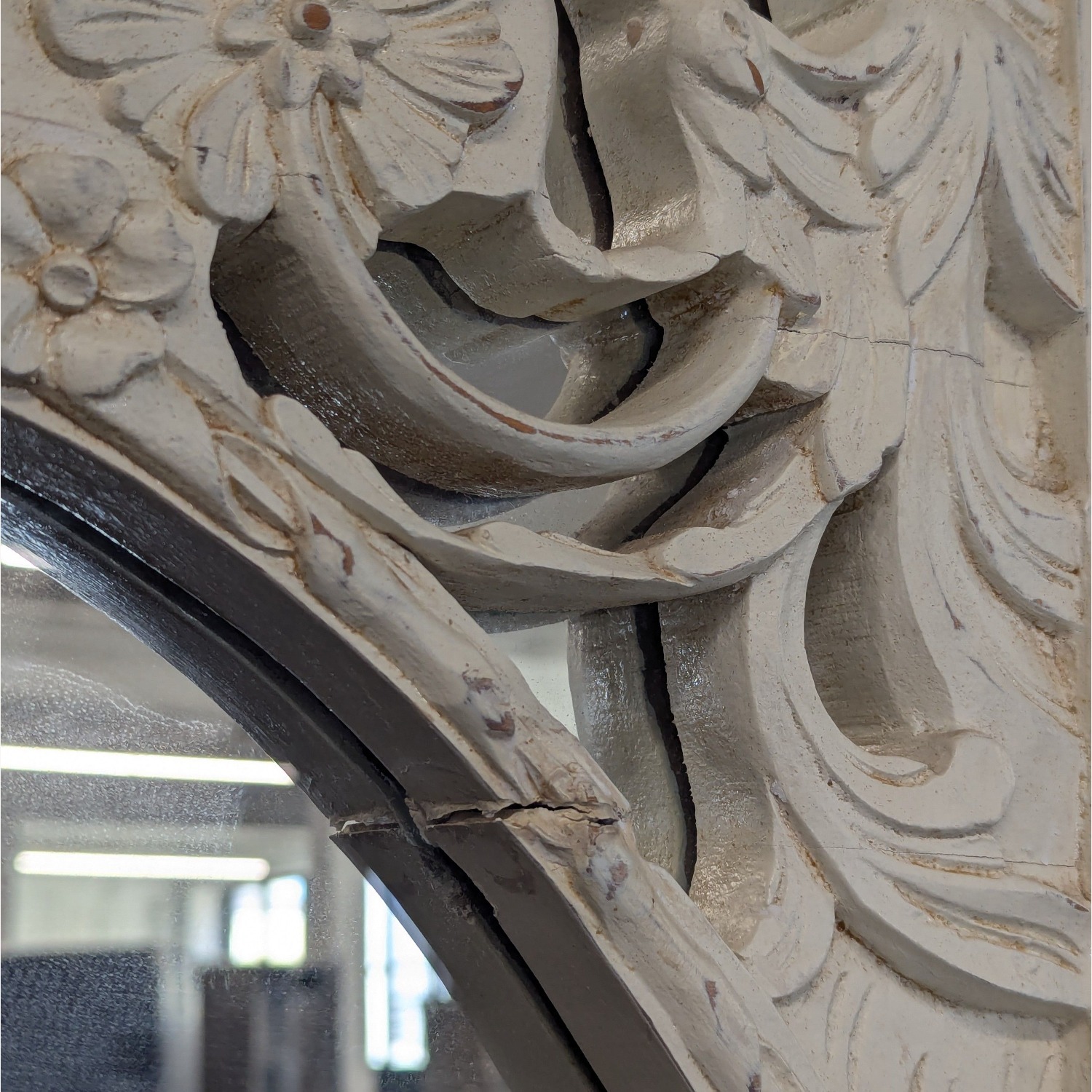 Monumental European Antique Carved Mirror	 - image-1