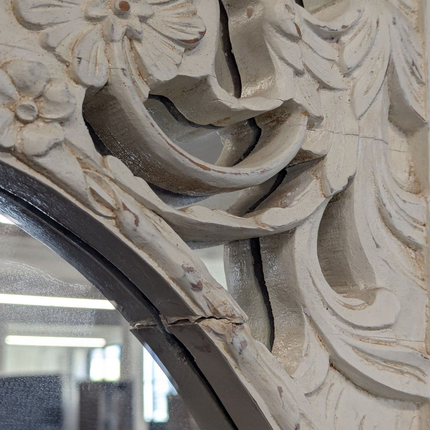 Monumental European Antique Carved Mirror	 - image-3