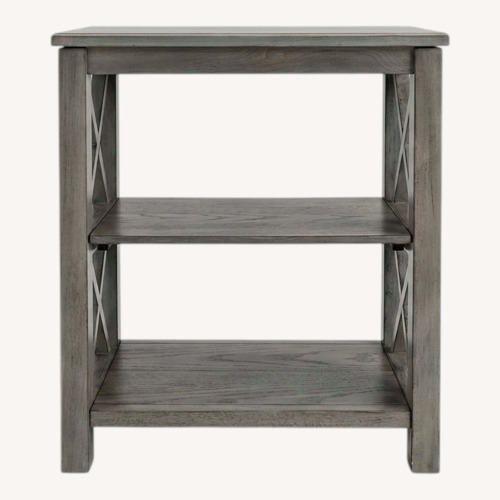 Used Gray Wooden 2-Shelf Bookcase with X-Design Sides	 for sale on AptDeco