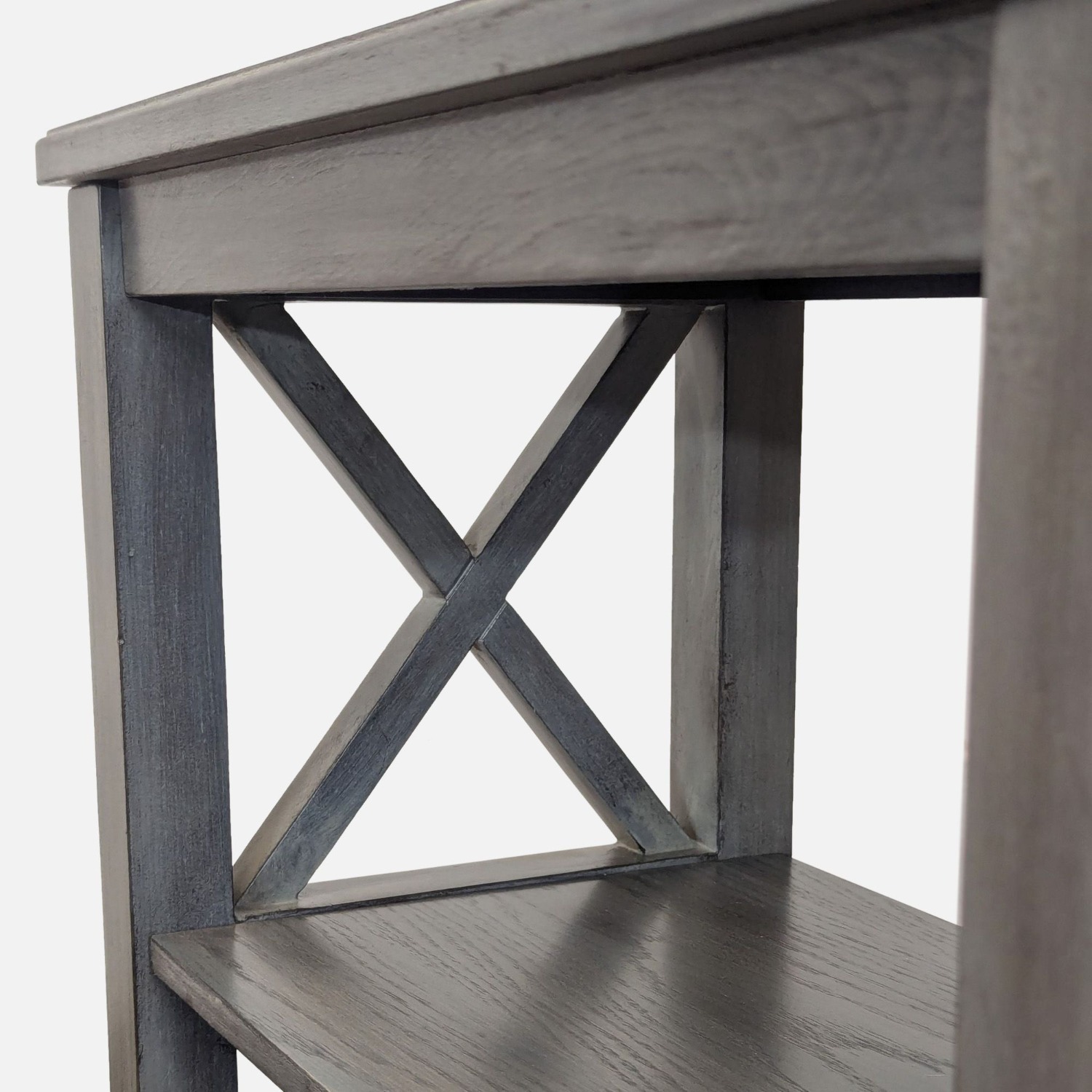 Gray Wooden 2-Shelf Bookcase with X-Design Sides	 - image-4