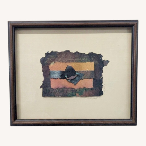 Used Framed Mixed Media Handmade Paper Abstract Art	 for sale on AptDeco