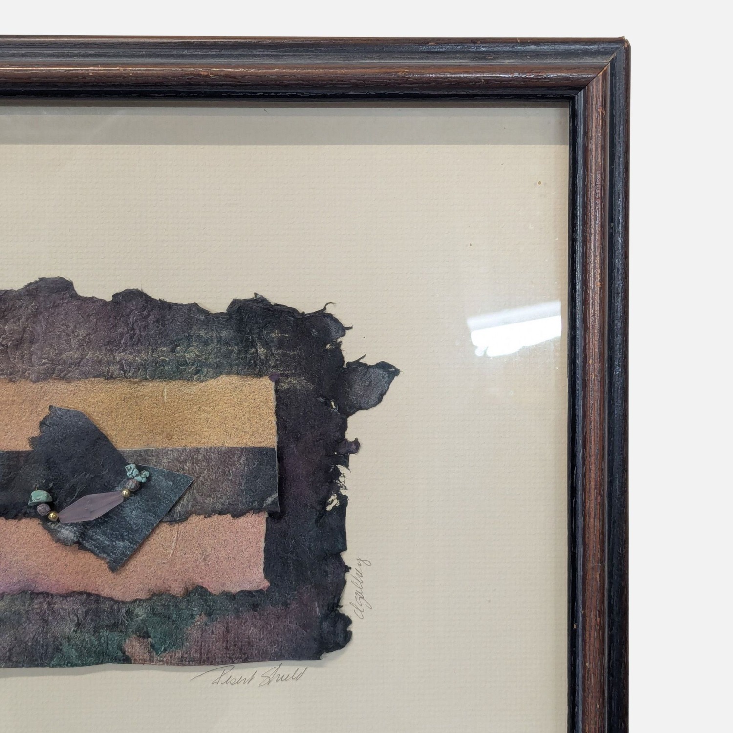 Framed Mixed Media Handmade Paper Abstract Art	 - image-2