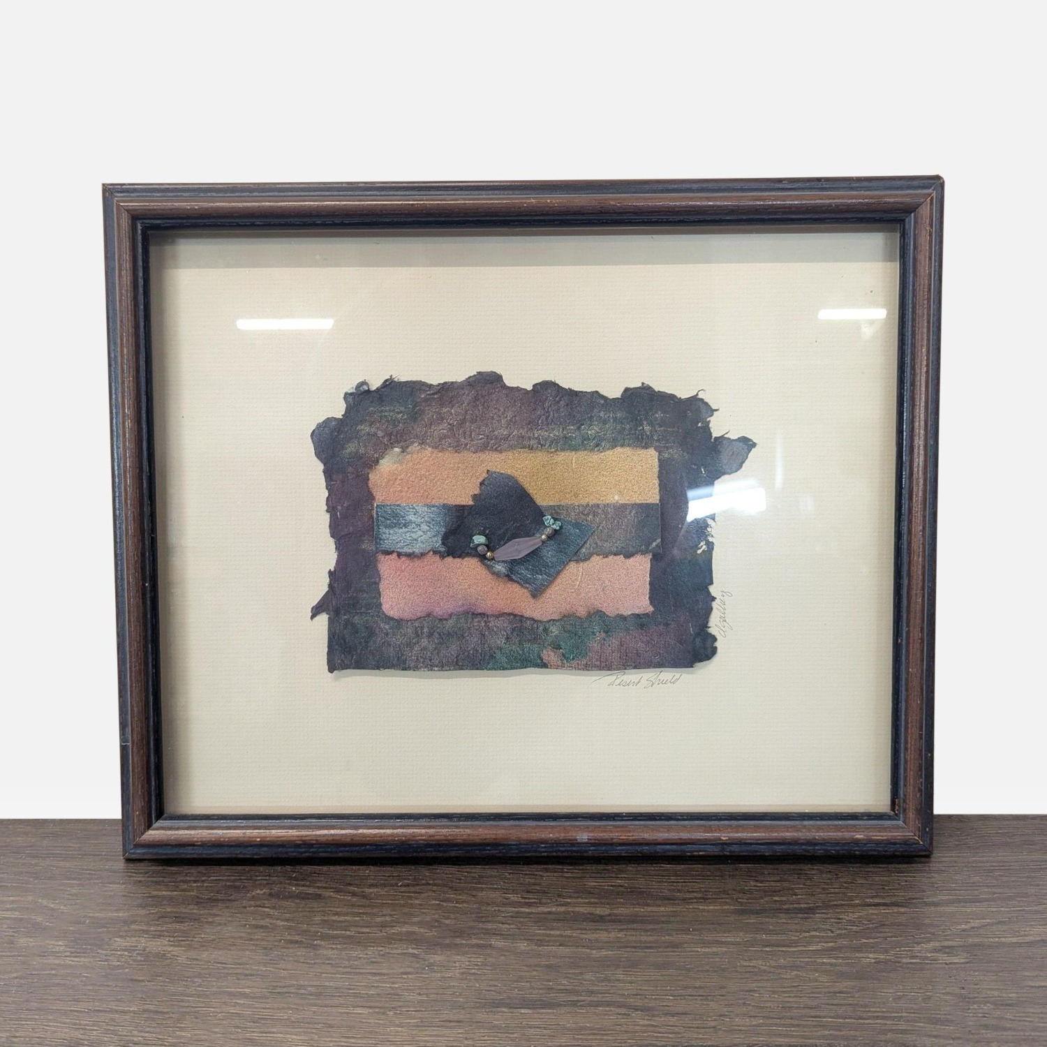 Framed Mixed Media Handmade Paper Abstract Art	 - image-3