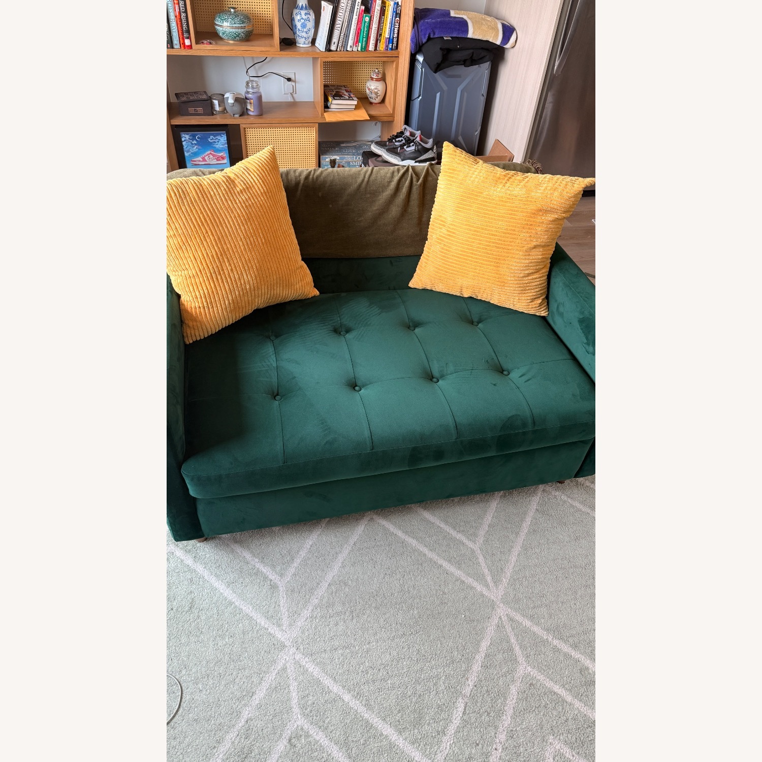 Joybird Green Eliot Twin Suede Sleeper Sofa - image-3
