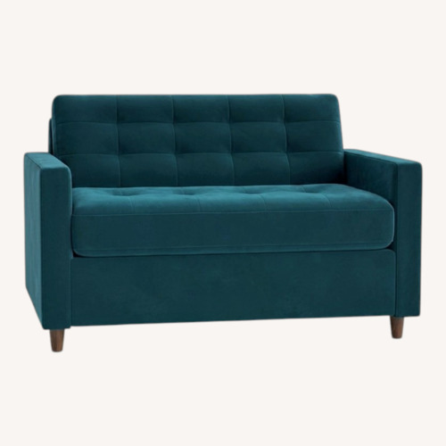Used Joybird Green Eliot Twin Suede Sleeper Sofa for sale on AptDeco