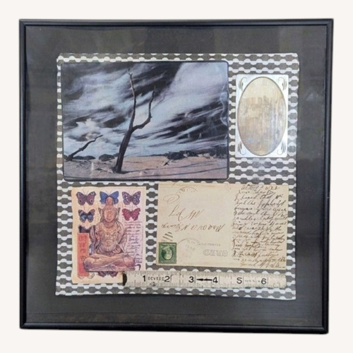 Used Unique Mixed Media Framed Art Collage  for sale on AptDeco