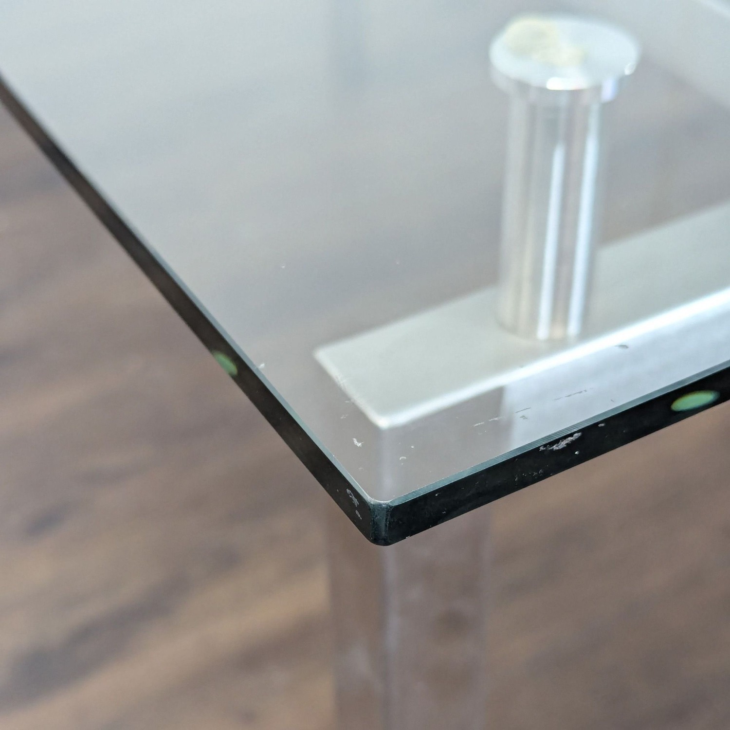 Glass Top Dining Table with Center Wood Beam	 - image-4