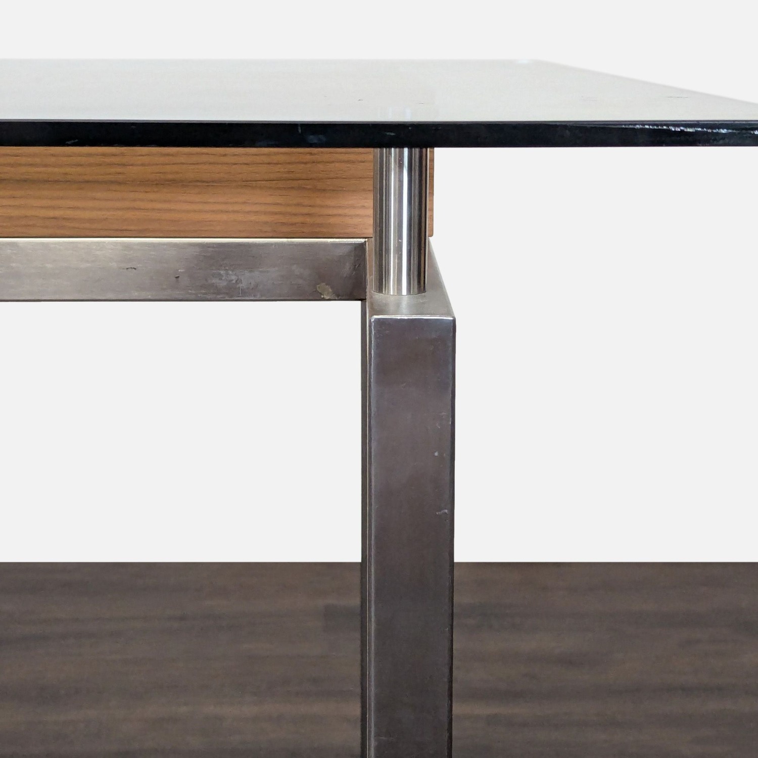 Glass Top Dining Table with Center Wood Beam	 - image-6