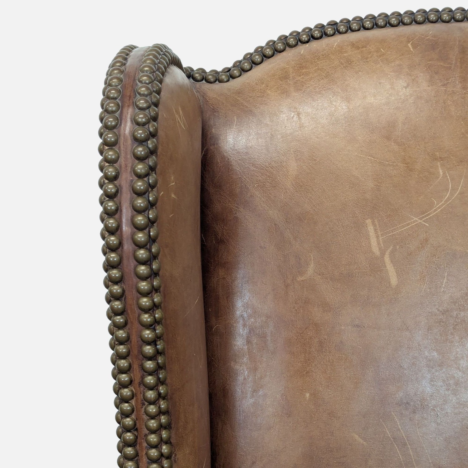 Leather & Wood Lounge Chair with Carved Details	 - image-9