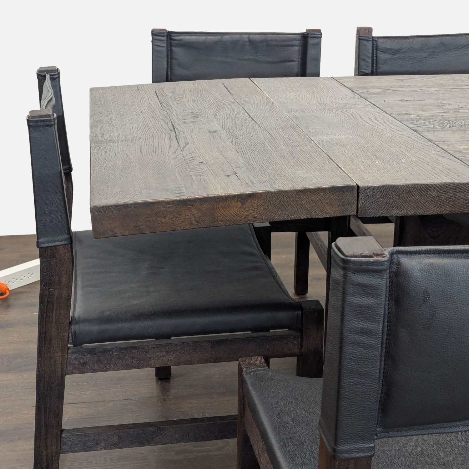 Restoration Hardware 9-Piece Wood and Leather Dining Set - image-11