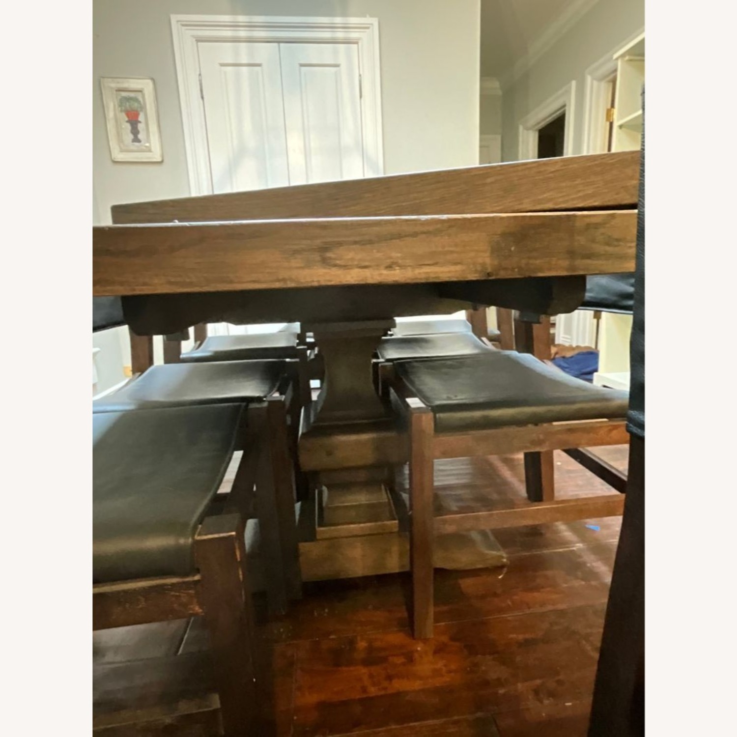 Restoration Hardware 9-Piece Wood and Leather Dining Set - image-1