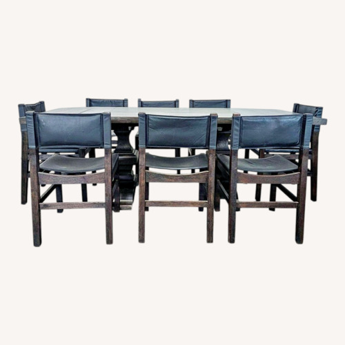 Used Restoration Hardware 9-Piece Wood and Leather Dining Set for sale on AptDeco