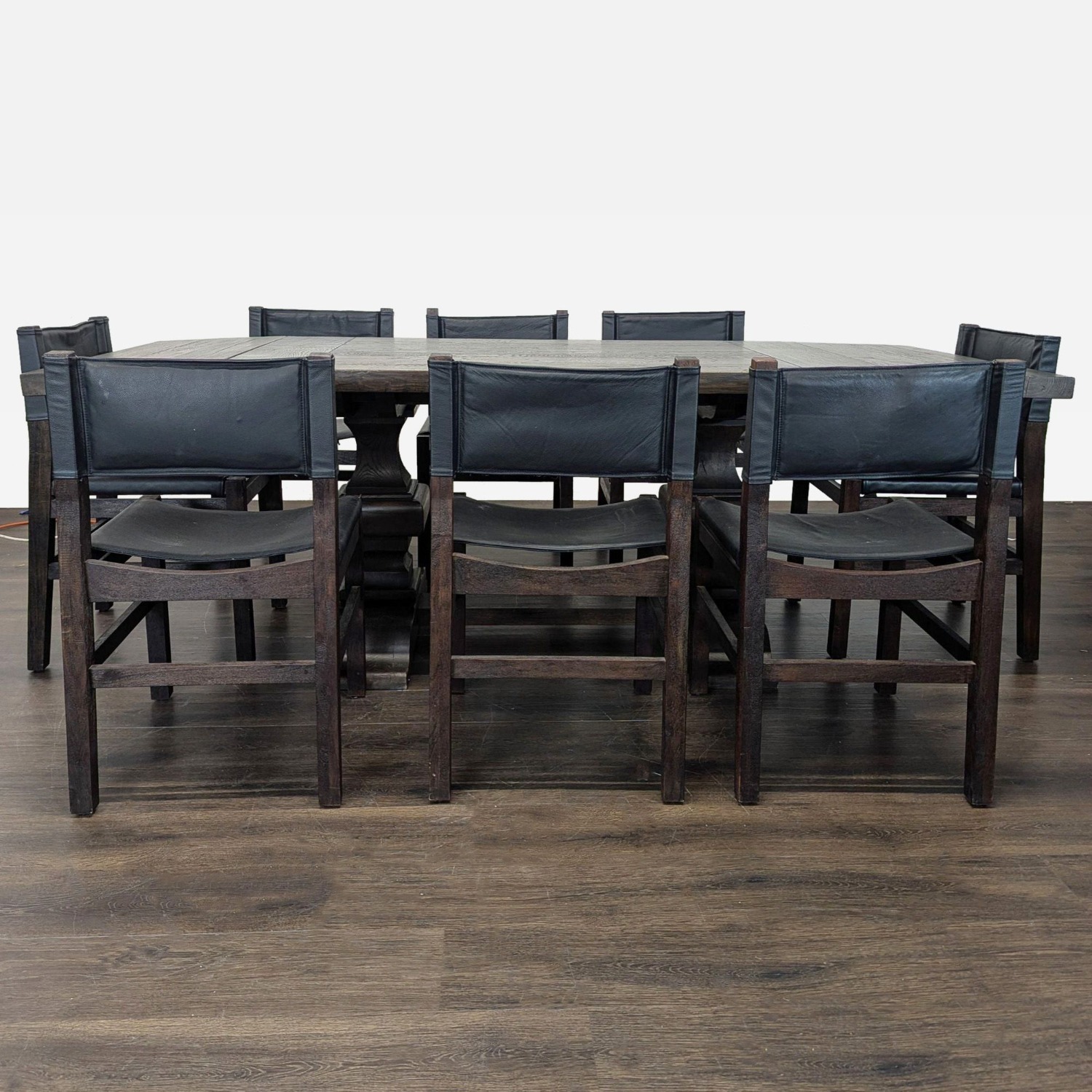 Restoration Hardware 9-Piece Wood and Leather Dining Set - image-12