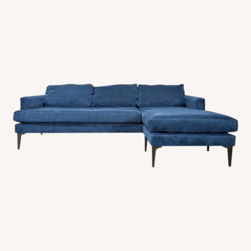 Used West Elm Blue Sectional Sofa with Right Chaise for sale on AptDeco