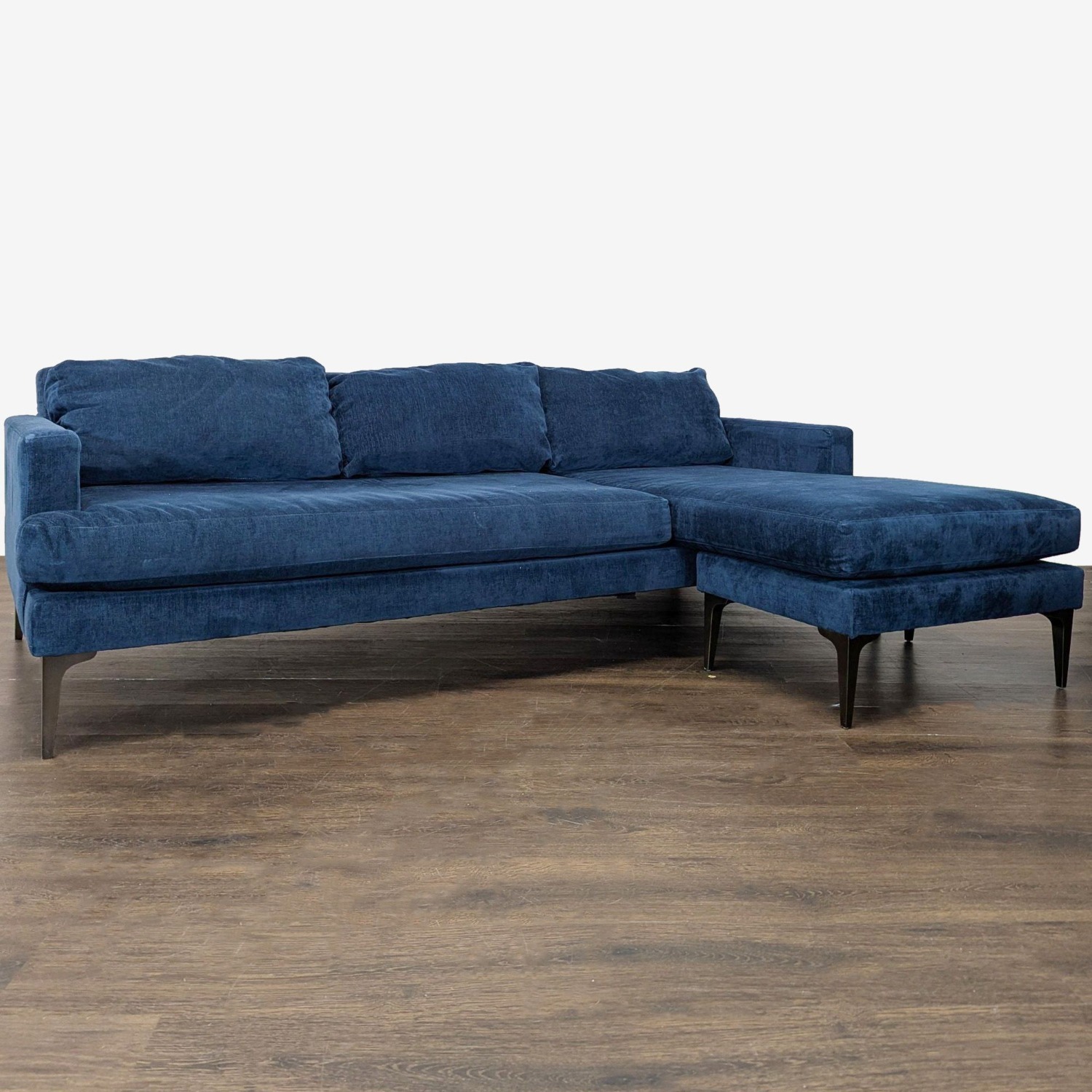West Elm Blue Sectional Sofa with Right Chaise - image-4