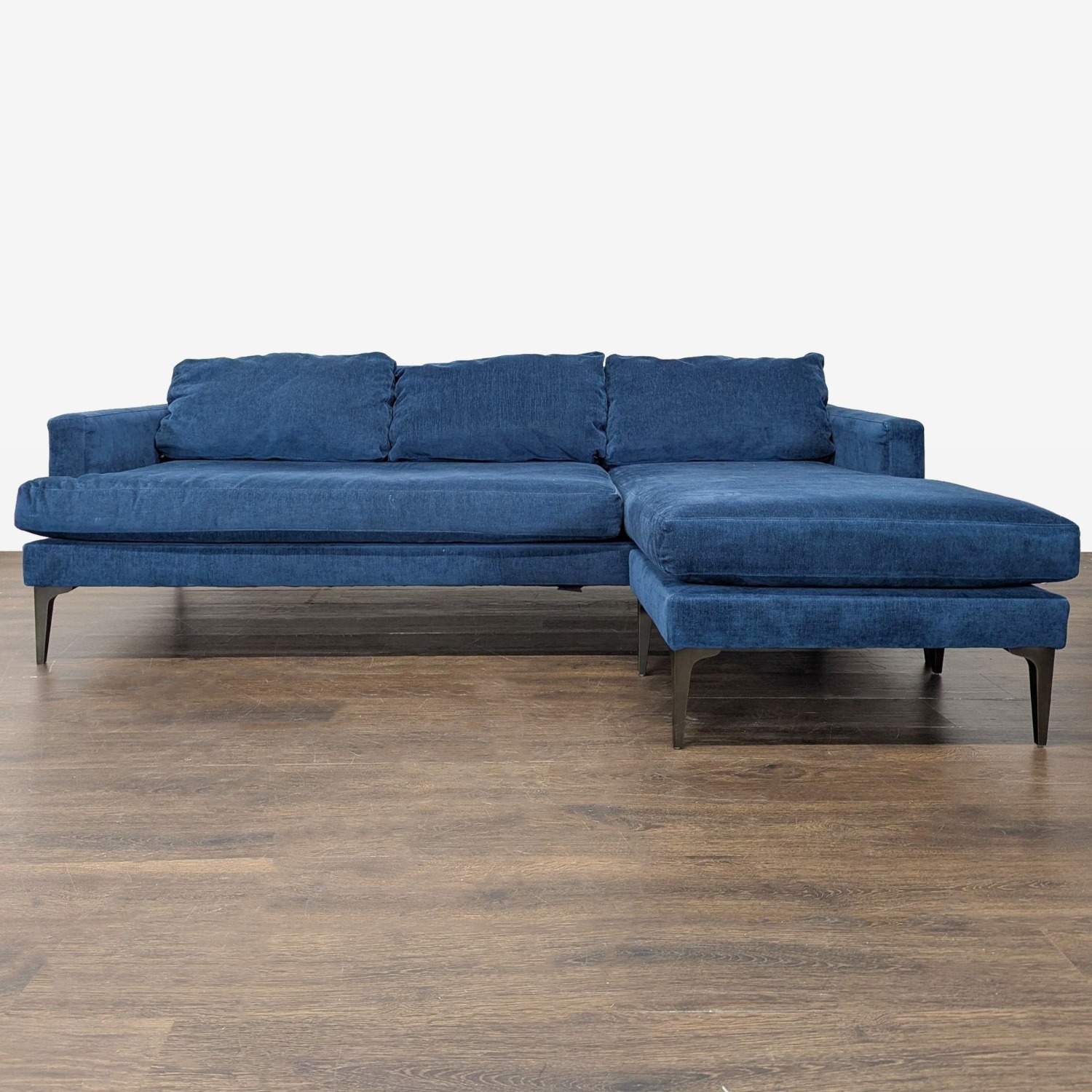 West Elm Blue Sectional Sofa with Right Chaise - image-5