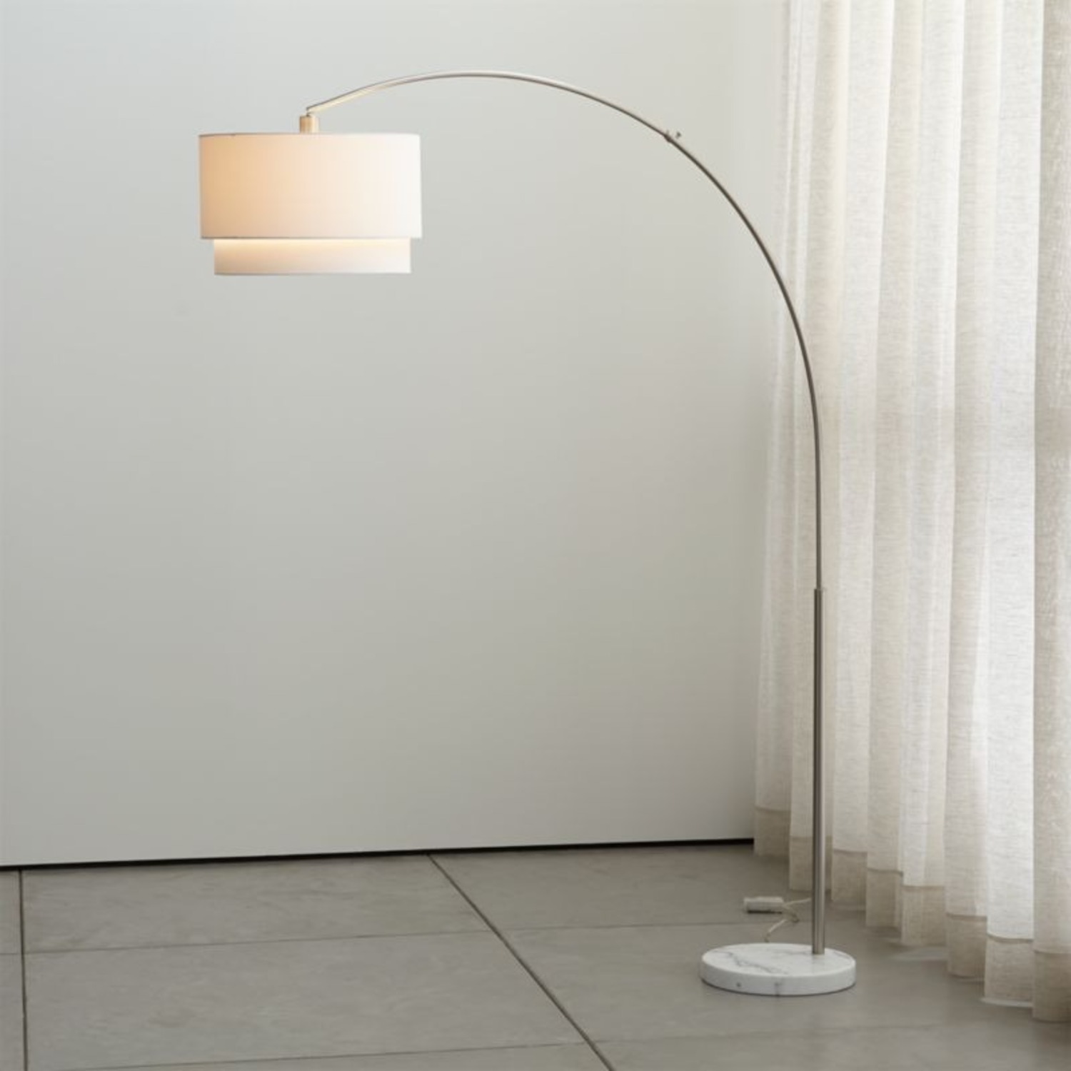 Crate & Barrel White Marble Floor Lamp - image-1