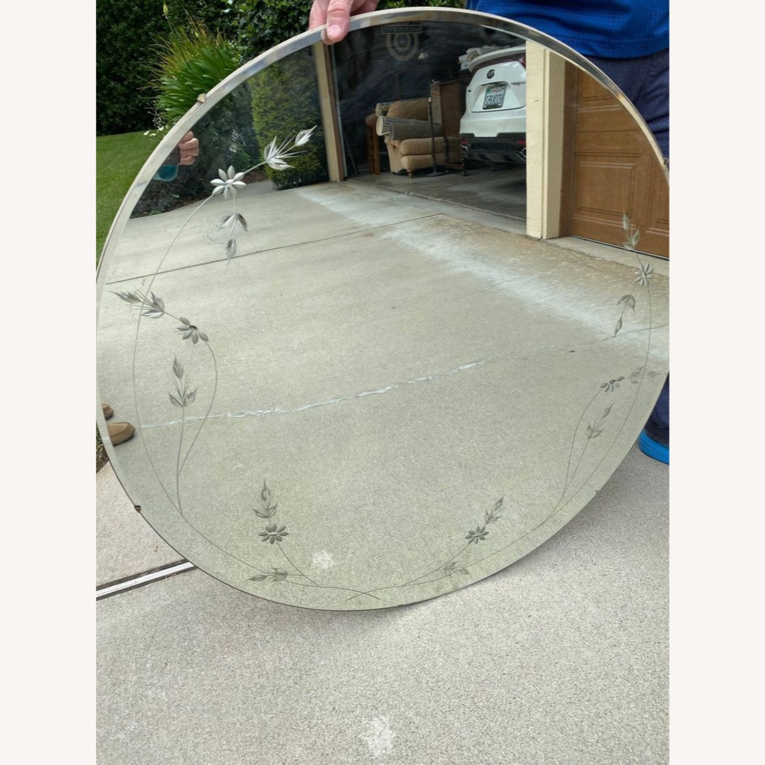 Vintage Etched Frameless Mirror - image-1
