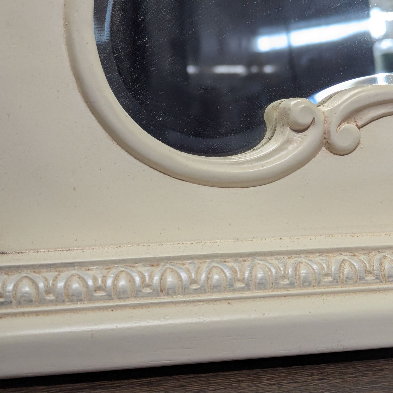 Carved and Arched Mirror in White Finish - image-8