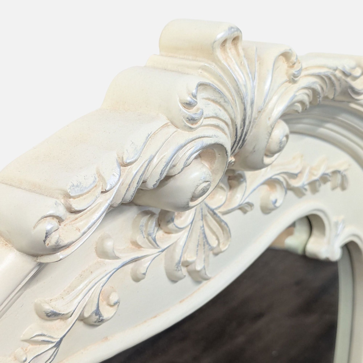 Carved and Arched Mirror in White Finish - image-5