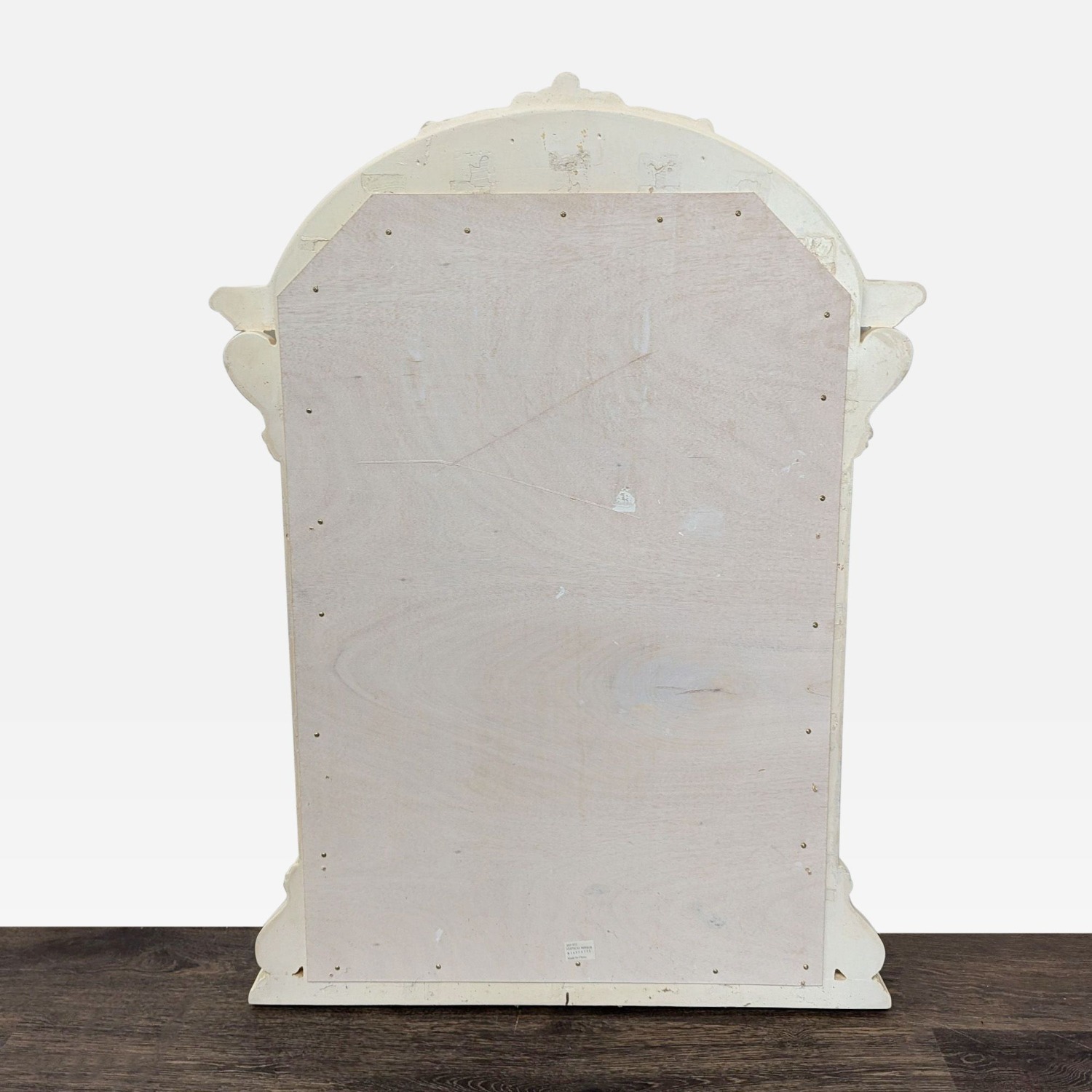 Carved and Arched Mirror in White Finish - image-2