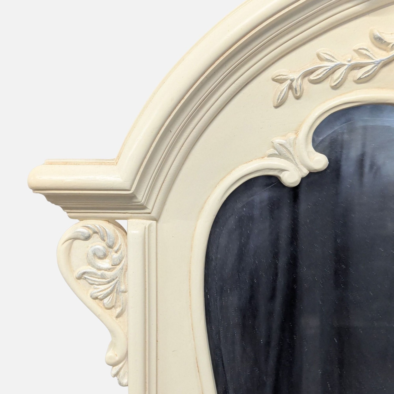 Carved and Arched Mirror in White Finish - image-1