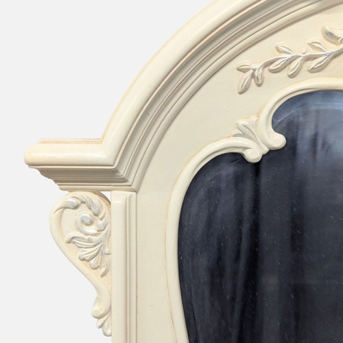Used Carved and Arched Mirror in White Finish	 for sale on AptDeco