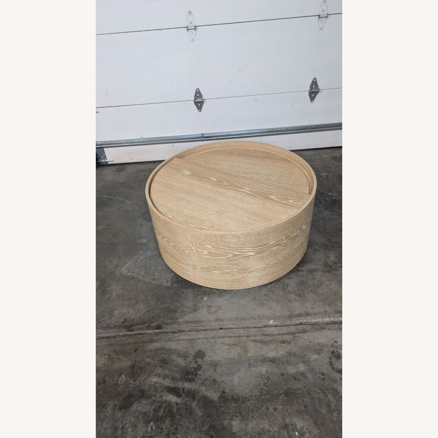 West Elm Volume Round Storage Drum Coffee Table - image-1