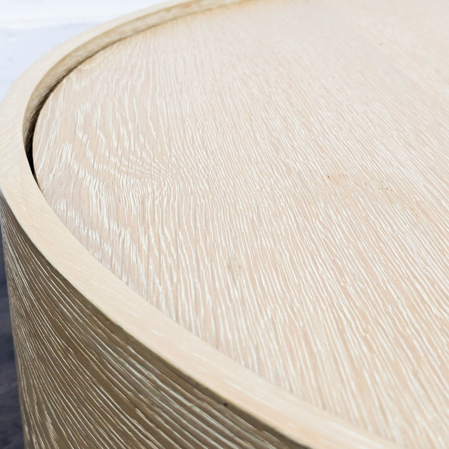 West Elm Volume Round Storage Drum Coffee Table - image-3